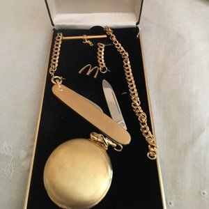Gold Plated McDonalds Pocketwatch w/ chain knife